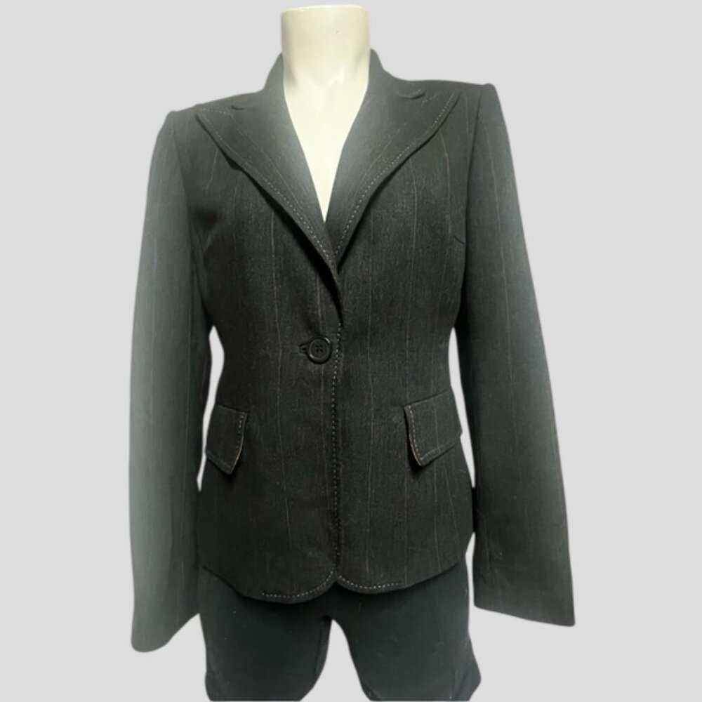Anne Klein Pinstripe Rayon/Wool Blender Blazer Suit Jacket